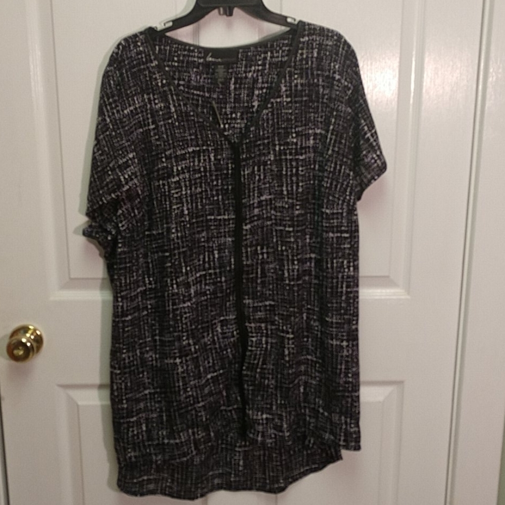 Like New Lane Bryant High Low Tunic With Faux Leather Trim  26/28
